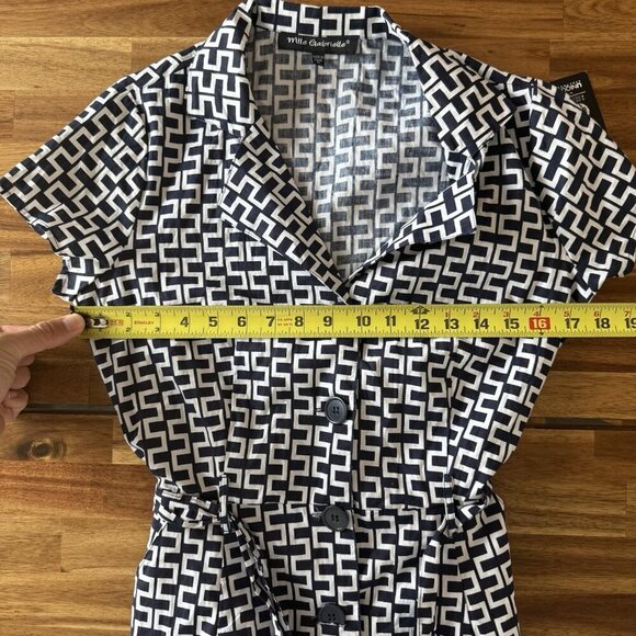 Mlle Gabrielle Button Front Shirt Dress Blue Belted MEDIUM - Picture 3 of 10